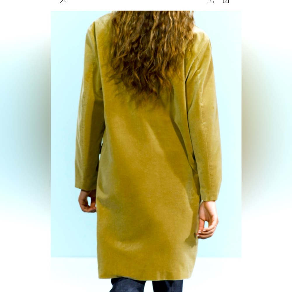 NWT ZARA VELVET COAT ZW COLLECTION LIGHT KHAKI! SIZE 2 SMALL & 1 LARGE❣️Mustard - Picture 3 of 12